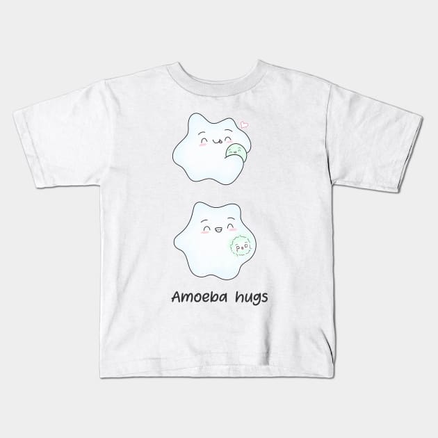 Amoeba hugs are often fatal. Biology Pun Fun Kids T-Shirt by labstud